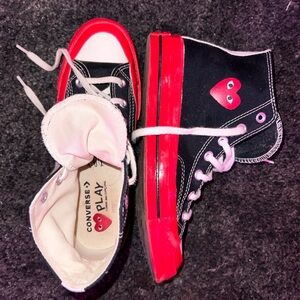 Convers X PLAY Comme des GARCONS Women’s size 8 Men’s size 6. Black,red,white.